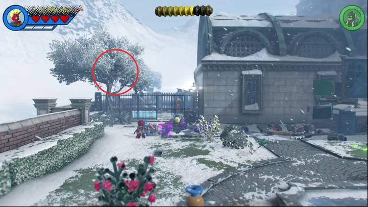 Another minikit can be found on the tree, on the left side of the location - Mission 18 - The Road to Knowhere | Mission secrets - Mission secrets - LEGO Marvel Super Heroes 2 Game Guide