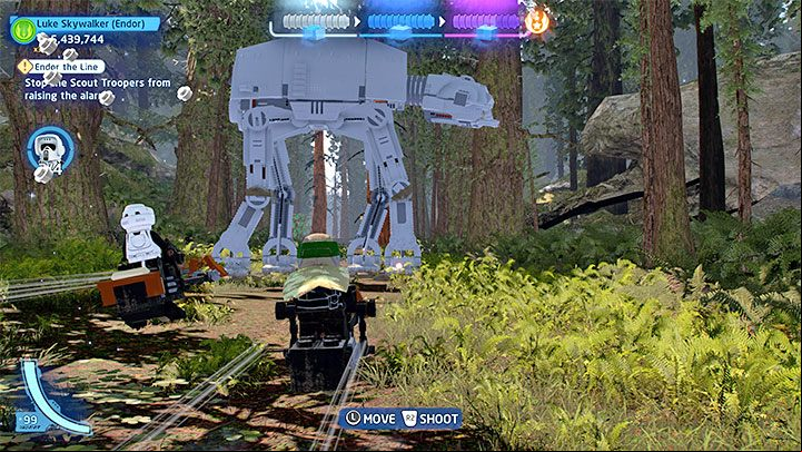 This level features 3 challenges - LEGO Skywalker Saga: Endor the Line - walkthrough - Episode 6 - Return of the Jedi - LEGO Skywalker Saga Guide