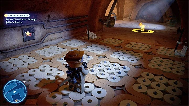 In the first part of this stage, the playable characters are Leia in disguise and Chewbacca - LEGO Skywalker Saga: A Plan to Save Han - walkthrough - Episode 6 - Return of the Jedi - LEGO Skywalker Saga Guide