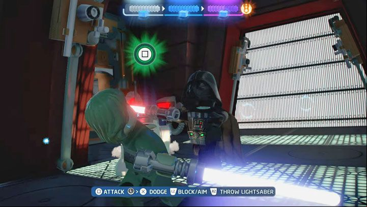 You have to be cautious during the final part of the chapter - the QTE sequence will change - LEGO Skywalker Saga: Darth Vader - boss, how to beat? - Bosses - LEGO Skywalker Saga Guide