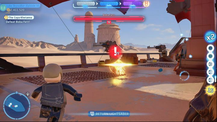 You should attack this enemy from a distance - you can e - LEGO Skywalker Saga: The Copa-Khetanna - walkthrough - Episode 6 - Return of the Jedi - LEGO Skywalker Saga Guide