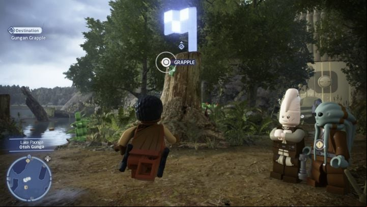 The starting point is in front of the Gungan City entrance, by Lake Paonga - LEGO Skywalker Saga: Naboo - trials, walkthrough - Trials - LEGO Skywalker Saga Guide