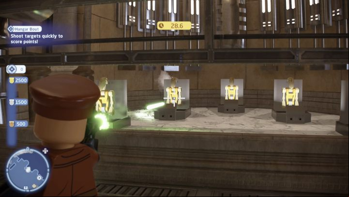 After starting the trial you'll have 30 seconds to gain as many points as possible by shooting the droids - LEGO Skywalker Saga: Naboo - trials, walkthrough - Trials - LEGO Skywalker Saga Guide