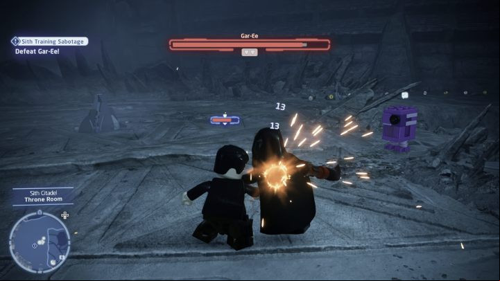 The enemy will be immune to attacks with ranged weapons - LEGO Skywalker Saga: Sith Training Sabotage - walkthrough - Exegol - Sith Citadel - LEGO Skywalker Saga Guide