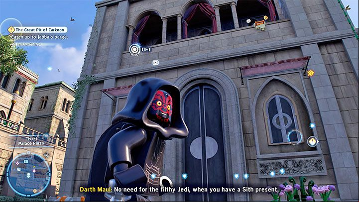 The objects you are looking for will be marked with purple icons on the city map - LEGO Skywalker Saga: Theed - a list of all puzzles (part 2) - Naboo - LEGO Skywalker Saga Guide