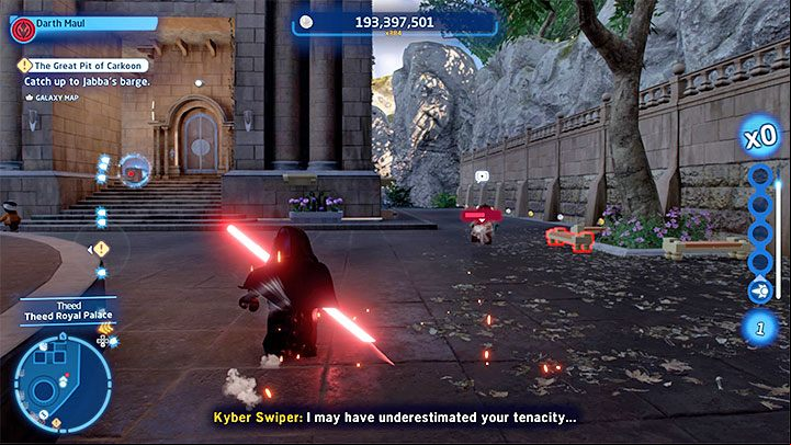 After talking to the NPC, he will run away - LEGO Skywalker Saga: Theed - a list of all puzzles (part 2) - Naboo - LEGO Skywalker Saga Guide