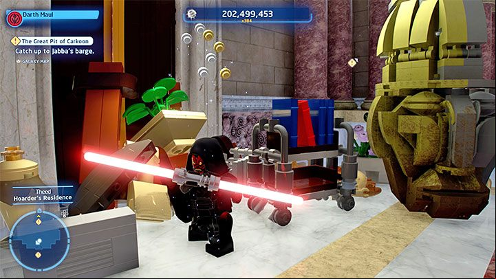 Head to the closed building (Hoarder's Residence) located a short distance north of the statues - LEGO Skywalker Saga: Theed - a list of all puzzles (part 2) - Naboo - LEGO Skywalker Saga Guide