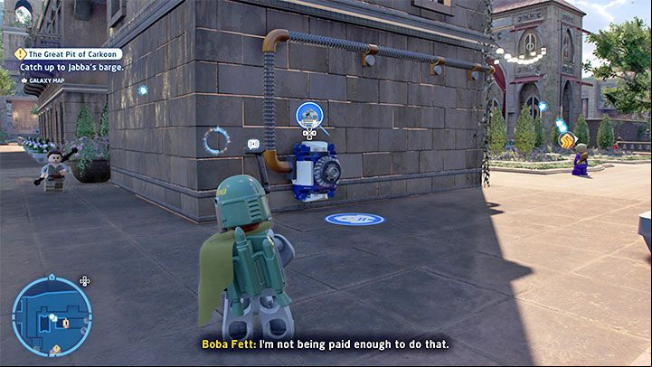 A short distance to the west of the collectible's icon, there is an entrance to the building, but it will be inaccessible at first - LEGO Skywalker Saga: Theed - a list of all puzzles (part 2) - Naboo - LEGO Skywalker Saga Guide