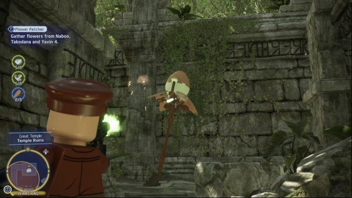 Finally, visit the Great Temple on Yavin 4 and look for flowers on the long stem - LEGO Skywalker Saga: Flower Fetcher - walkthrough - Endor - the ewok village - LEGO Skywalker Saga Guide