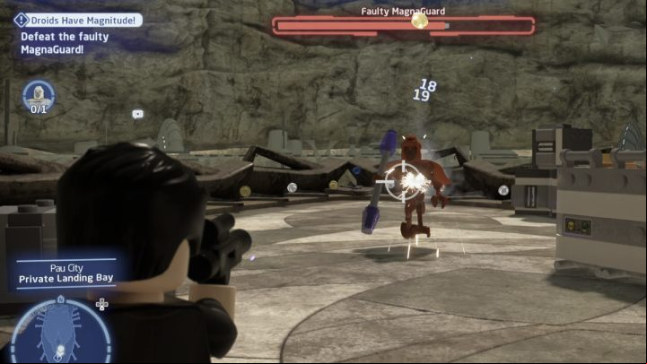 Go to the search area and defeat the faulty droid - LEGO Skywalker Saga: Droids Have Magnitude - walkthrough - Tatooine - the desert of Jundland - LEGO Skywalker Saga Guide