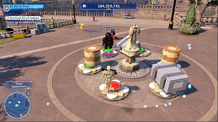 Head to the statue surrounded by 6 pressure plates - LEGO Skywalker Saga: Theed - list of all puzzles - Naboo - LEGO Skywalker Saga Guide