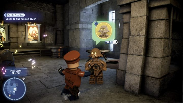 Talk to the quest giver and accept the task - LEGO Skywalker Saga: Castle Crashing - walkthrough - Takodana - Maz Castle - LEGO Skywalker Saga Guide