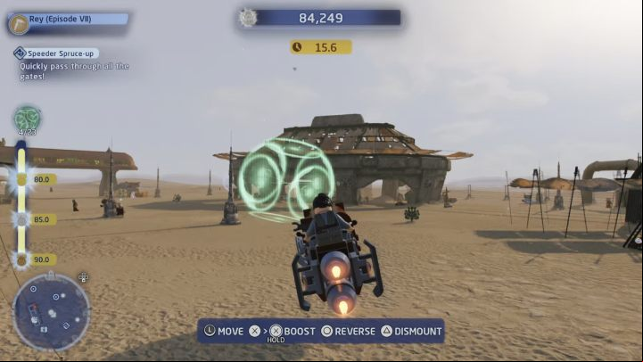 You will find bricks scattered around the AT-AT wreckage - LEGO Skywalker Saga: Jakku - trials, walkthrough - Trials - LEGO Skywalker Saga Guide