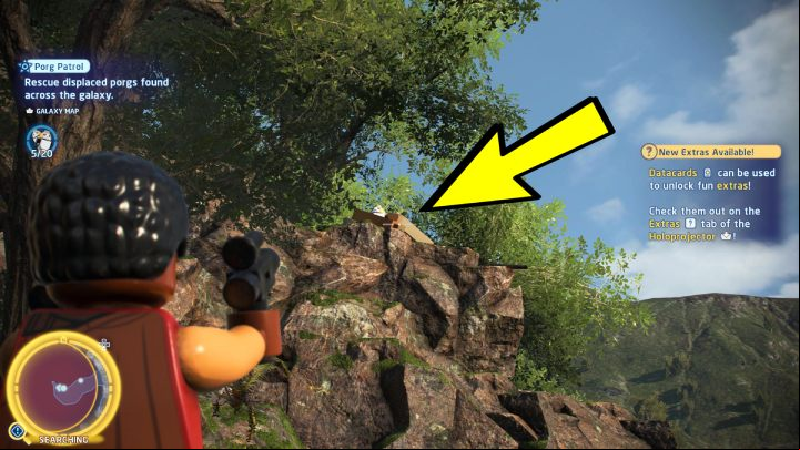 The porg is located on a rock by the lake - LEGO Skywalker Saga: Porg Patrol - walkthrough - Challenges - LEGO Skywalker Saga Guide