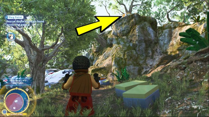 The porg is on a tall rock - LEGO Skywalker Saga: Porg Patrol - walkthrough - Challenges - LEGO Skywalker Saga Guide