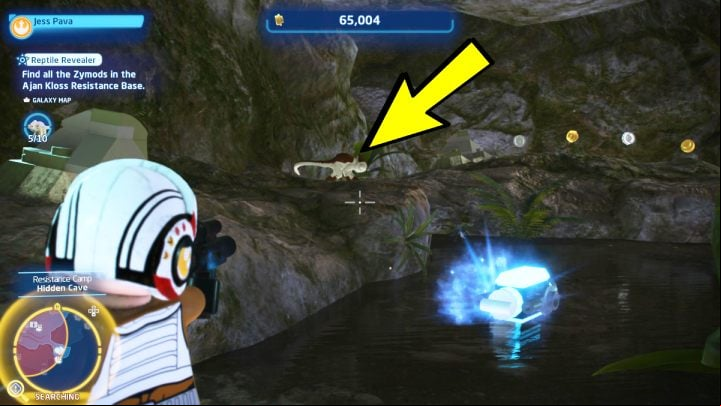 There's another brown chameleon in a small cave behind the waterfall - LEGO Skywalker Saga: Reptile Revealer - walkthrough - Challenges - LEGO Skywalker Saga Guide