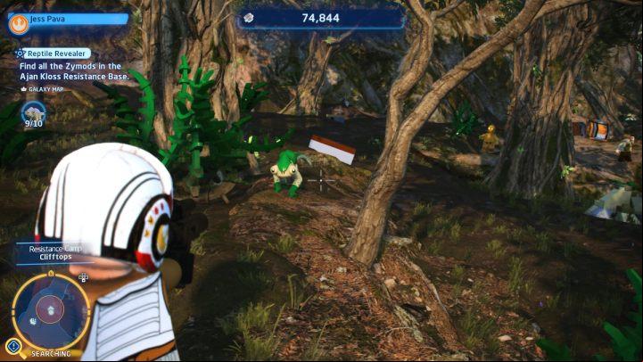 There's another green chameleon by the trees on the cliff - LEGO Skywalker Saga: Reptile Revealer - walkthrough - Challenges - LEGO Skywalker Saga Guide