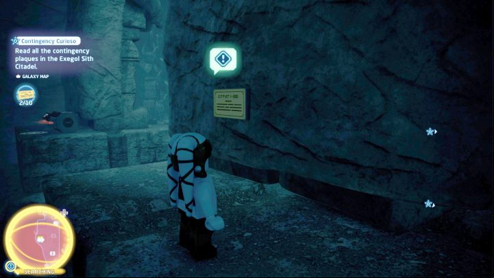 This plaque is also in the corridor leading to the lowering platform - LEGO Skywalker Saga: Contingency Curioso - walkthrough - Challenges - LEGO Skywalker Saga Guide