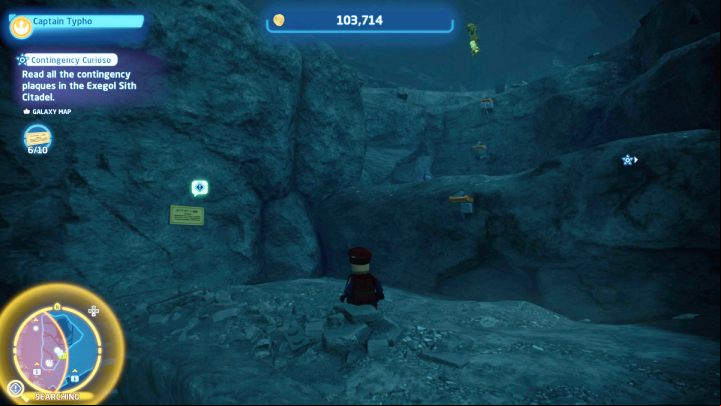 The plaque is hanging on a rock in the throne room - LEGO Skywalker Saga: Contingency Curioso - walkthrough - Challenges - LEGO Skywalker Saga Guide