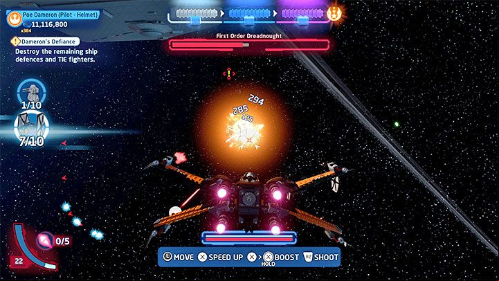 This level takes place entirely within outer space - LEGO Skywalker Saga: Damerons Defiance - walkthrough - Episode 8 - The Last Jedi - LEGO Skywalker Saga Guide