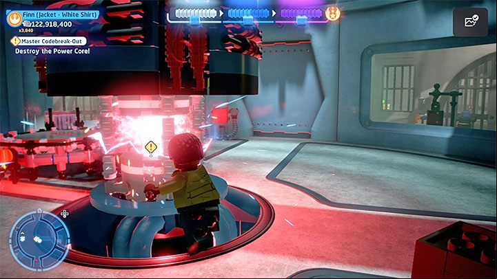 Regardless of the chosen method, you'll have to fight the guards from the central room - LEGO Skywalker Saga: Master Codebreak-Out - walkthrough - Episode 8 - The Last Jedi - LEGO Skywalker Saga Guide