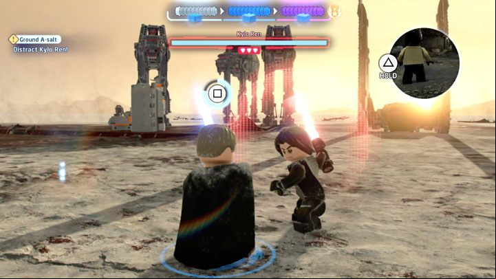 This is one of the situations where the group is divided into two teams, each with a different task at hand - LEGO Skywalker Saga: Ground A-salt - walkthrough - Episode 8 - The Last Jedi - LEGO Skywalker Saga Guide