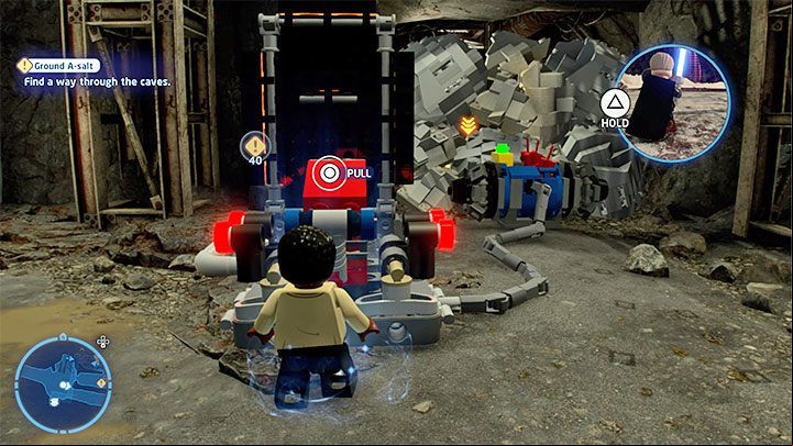 The path on the right will lead you to a collapsed tunnel - LEGO Skywalker Saga: Ground A-salt - walkthrough - Episode 8 - The Last Jedi - LEGO Skywalker Saga Guide