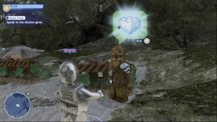 Accept the mission from a questgiver in Kachirho while playing as a protocol droid - LEGO Skywalker Saga: Wook Troop - walkthrough - Kashyyyk - Kachirho - LEGO Skywalker Saga Guide