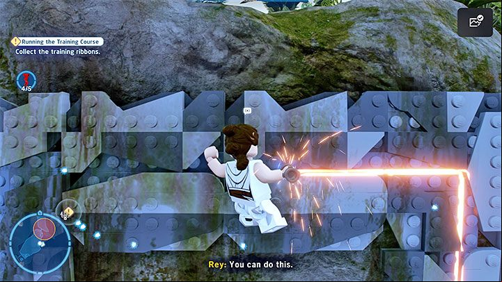 Approach the nearest wall and place the lightsaber into it - LEGO Skywalker Saga: They Fly Now - walkthrough - Episode 9 - The Rise of Skywalker - LEGO Skywalker Saga Guide