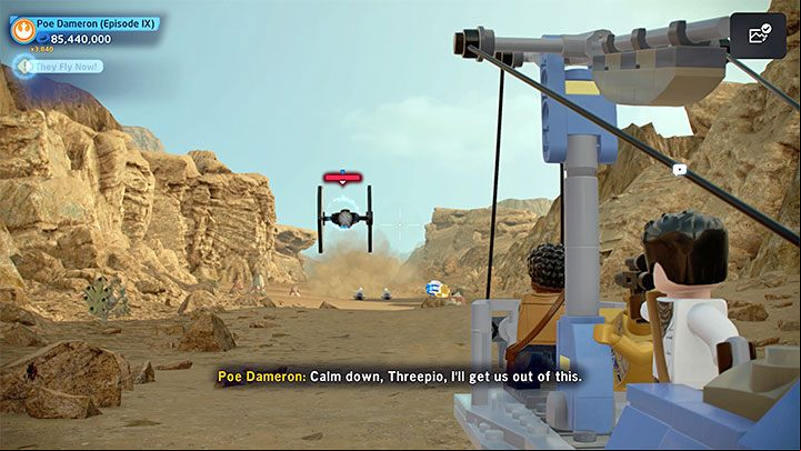 Among others, you'll also encounter enemy Jet Troopers (you can additionally stun them with canisters) and TIE fighters - LEGO Skywalker Saga: They Fly Now - walkthrough - Episode 9 - The Rise of Skywalker - LEGO Skywalker Saga Guide