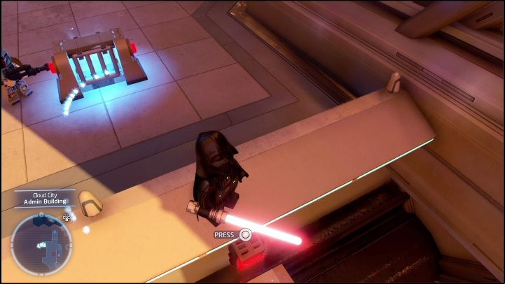 This brick is locked in a chest opened by stepping on a button - LEGO Skywalker Saga: Cloud City - list of all puzzles - Bespin - LEGO Skywalker Saga Guide