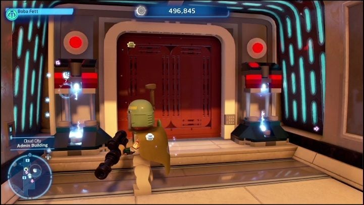 To obtain this collectible, you need 4 batteries: 2 to open the doors to buildings and 2 to power the room inside - LEGO Skywalker Saga: Cloud City - list of all puzzles - Bespin - LEGO Skywalker Saga Guide