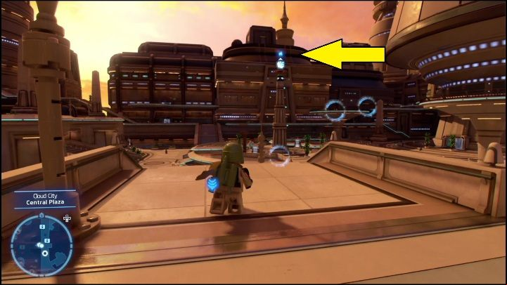 The brick can be found in the center of Cloud City, at the top of the column - LEGO Skywalker Saga: Cloud City - list of all puzzles - Bespin - LEGO Skywalker Saga Guide