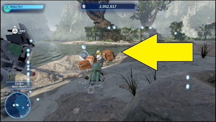 You'll find this Kyber brick on the beach, right next to the shore - LEGO Skywalker Saga: Kachirho - list of puzzles - Kashyyyk - LEGO Skywalker Saga Guide