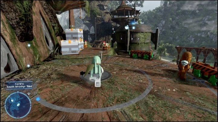 This collectible is on a metal tower and to reach it, you have to jump on the rope on the left side of the platform, then jump to the brick - LEGO Skywalker Saga: Kachirho - list of puzzles - Kashyyyk - LEGO Skywalker Saga Guide