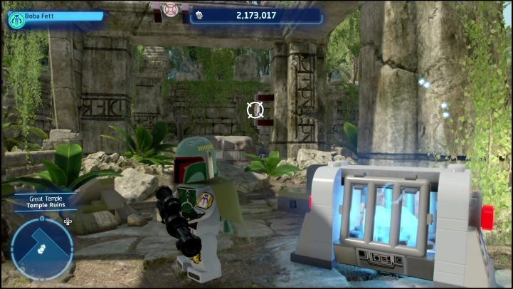 Reaching this collectible requires you to shoot four targets in 5 seconds - LEGO Skywalker Saga: Great Temple - list of all puzzles - The space of Yavin 4 - LEGO Skywalker Saga Guide
