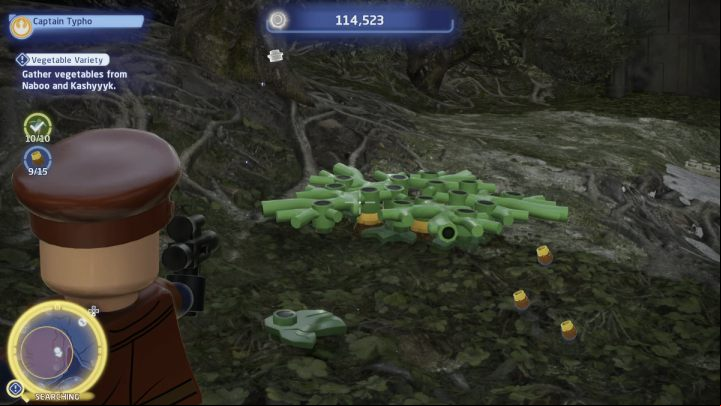 The remaining nine vegetables are underneath the green leaves in front of the warehouse - LEGO Skywalker Saga: Vegetable Variety - walkthrough - Tatooine - Mos Eisley - LEGO Skywalker Saga Guide