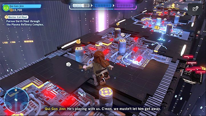 After winning the second duel, Darth Maul will damage a fragment of the floor and reveal areas that emit electricity - LEGO Skywalker Saga: Better Call Maul - walkthrough - Episode 1 - The Phantom Menace - LEGO Skywalker Saga Guide