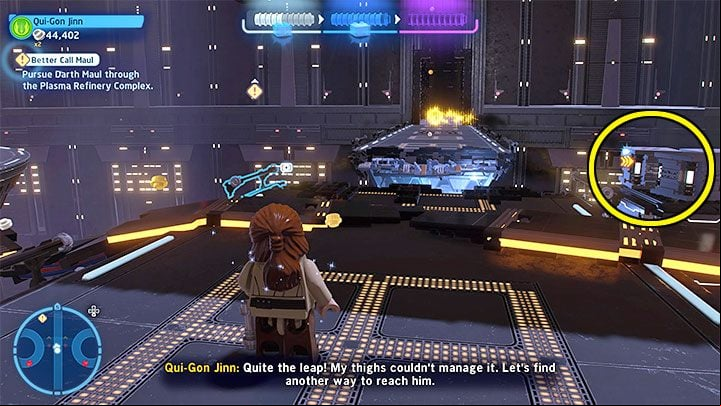 An alternative way of dealing with electricity is to focus on the crates that can be moved with the Force (the picture above) - LEGO Skywalker Saga: Better Call Maul - walkthrough - Episode 1 - The Phantom Menace - LEGO Skywalker Saga Guide