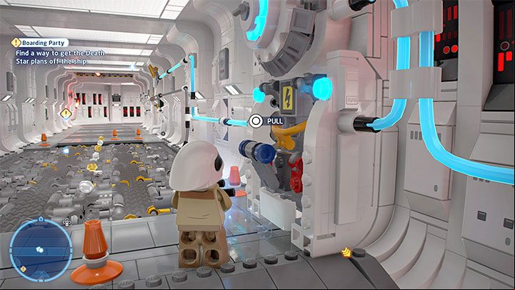 Continue along the corridor to reach the second hole in the floor - LEGO Skywalker Saga: Boarding Party - walkthrough - Episode 4 - A New Hope - LEGO Skywalker Saga Guide