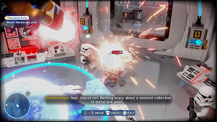 The yellow terminal is reserved for C-3PO - LEGO Skywalker Saga: Boarding Party - walkthrough - Episode 4 - A New Hope - LEGO Skywalker Saga Guide