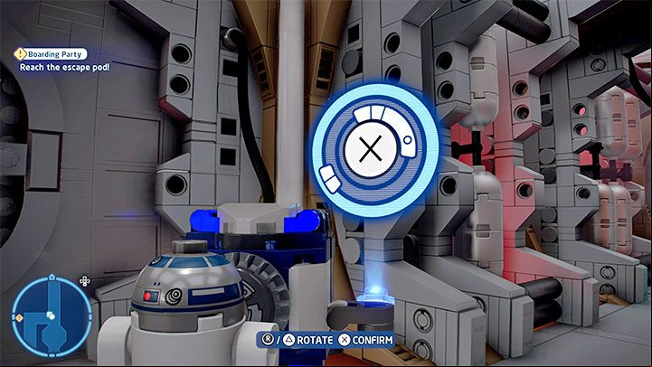 The blue terminal is reserved for R2-D2 - LEGO Skywalker Saga: Boarding Party - walkthrough - Episode 4 - A New Hope - LEGO Skywalker Saga Guide
