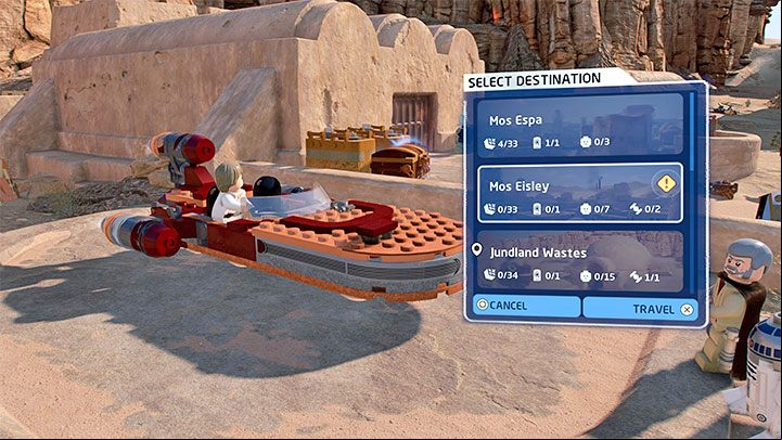 The next task is to travel to Mos Eisley - LEGO Skywalker Saga: Hunk of Junk - walkthrough - Episode 4 - A New Hope - LEGO Skywalker Saga Guide