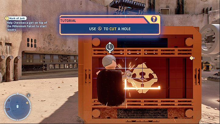 The actions related to Millennium Falcon repair can be performed in a slightly different order than the one presented below - LEGO Skywalker Saga: Hunk of Junk - walkthrough - Episode 4 - A New Hope - LEGO Skywalker Saga Guide