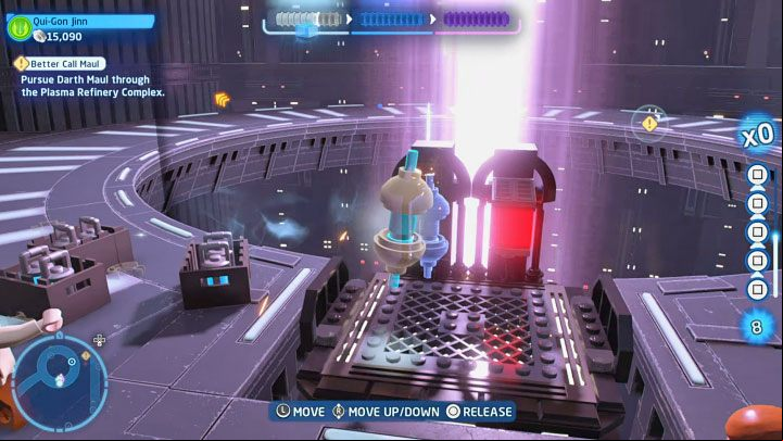 While exploring the side area, you will come across new droids and a damaged elevator , which fortunately can be easily repaired - use the Force on the component that has fallen off the elevator and place it in the appropriate slot - LEGO Skywalker Saga: Darth Maul - boss, how to beat? - Bosses - LEGO Skywalker Saga Guide