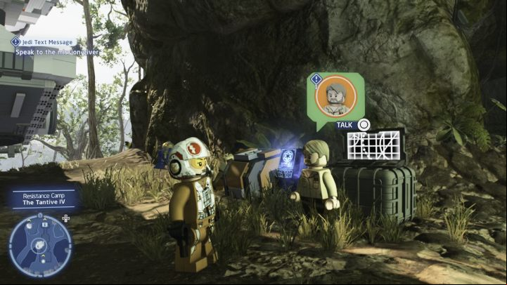 Talk to the quest giver and accept the task - LEGO Skywalker Saga: Jedi Text Message - walkthrough - Ajan Kloss - resistance camp - LEGO Skywalker Saga Guide