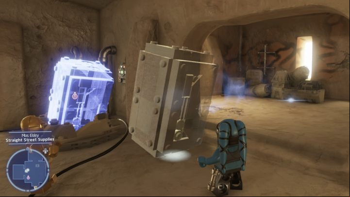 The task is to cover the holes from which the creatures come out - LEGO Star Wars The Skywalker Saga: Mos Eisley - list of all puzzles - Tatooine - LEGO Skywalker Saga Guide