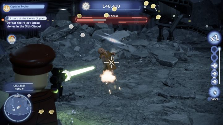 The 1st clone can be defeated with a ranged weapon - LEGO Skywalker Saga: Attack of the Clones Again - walkthrough - Exegol - Sith Citadel - LEGO Skywalker Saga Guide