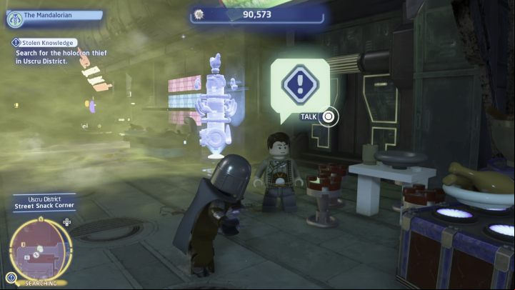 Go to the Uscru district and talk to the man standing by the green fog - LEGO Skywalker Saga: Stolen Knowledge - walkthrough - Coruscant - federal district - LEGO Skywalker Saga Guide