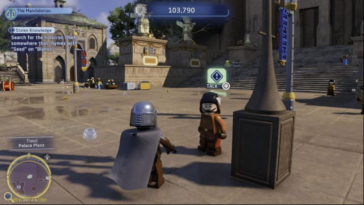 Fly to Theed on Naboo and talk to the man on the bridge - LEGO Skywalker Saga: Stolen Knowledge - walkthrough - Coruscant - federal district - LEGO Skywalker Saga Guide